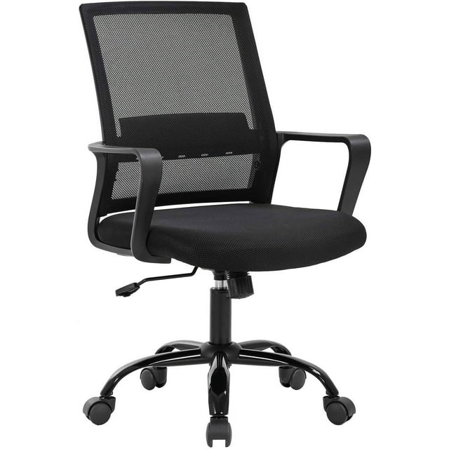 BestOffice Swivel Rolling Computer Chair Executive Lumbar Support Task Mesh Chair Adjustable Stool (Black)