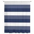 thumbnail image 2 of Navy Blue White Striped Sheer Curtains 96 Inches Long, Farmhouse Stripes Light Filering Curtains, Privacy Drapes Simi Floor to Veiling Curtain for Living Room Bedroom Large Window Treatment, 2 of 9