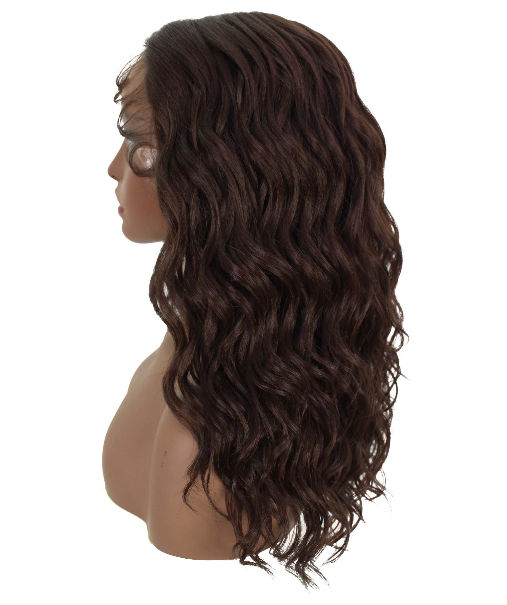 LUXLUXE Charice 20” Mid-part HD Lace Front Stylish Wavy Wig With lady Hair, Heat Resistant Fibers, Medium Brown