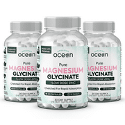 Organics Ocean Pure Magnesium Glycinate with Zinc – Chelated Formula – 90 Capsules – Sleep & Muscle Support