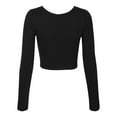 thumbnail image 3 of KOGMO Womens Long Sleeve Crop Top Solid Round Neck T Shirt, 3 of 8