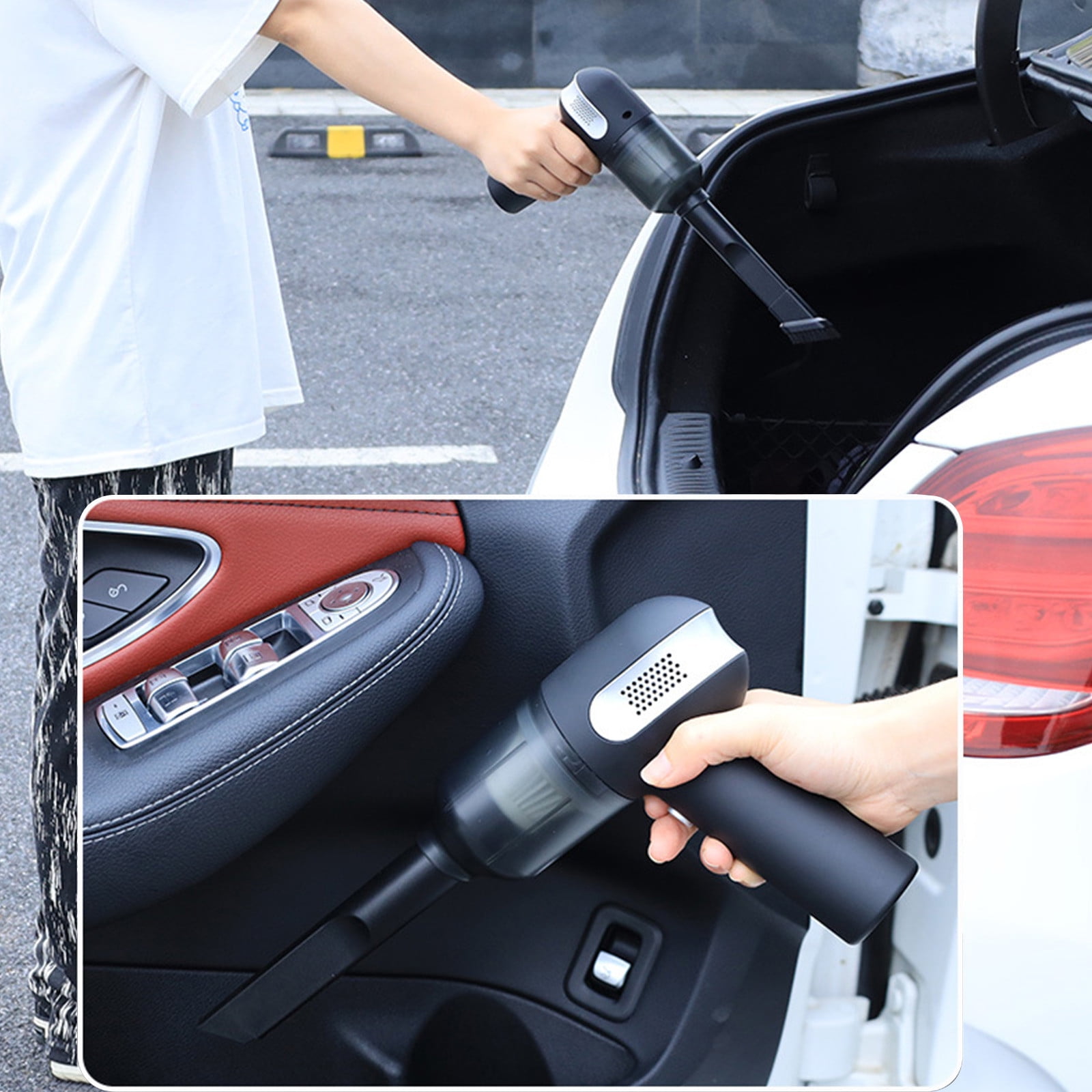 Nsxcdh Portable Car Vacuum Cleaner Lightweight Abs 6.7x6.5 in 50w 4000mah Wet Dry USB Rechargeable for Pet Hair Home Office Tool