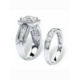 thumbnail image 2 of PalmBeach Jewelry 3.31 TCW Square Cubic Zironica Two-Piece Halo Bridal Ring Set in Platinum-plated Sterling Silver, 2 of 5