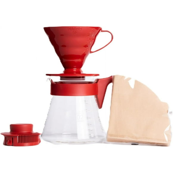 SHIQI-V60 Pour Over Coffee Starter Set, Size 02, Red