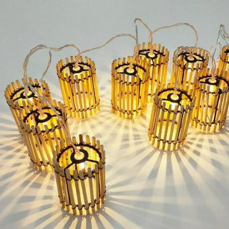 YEAHIBABY Vintage Style Bamboo Lamp Shade Light Brown Ceiling Lamp Cover for Home