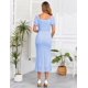 thumbnail image 5 of Vestido de maternidad AISWI con mangas abullonadas, cuello cuadrado, malla, azul, 5 of 6