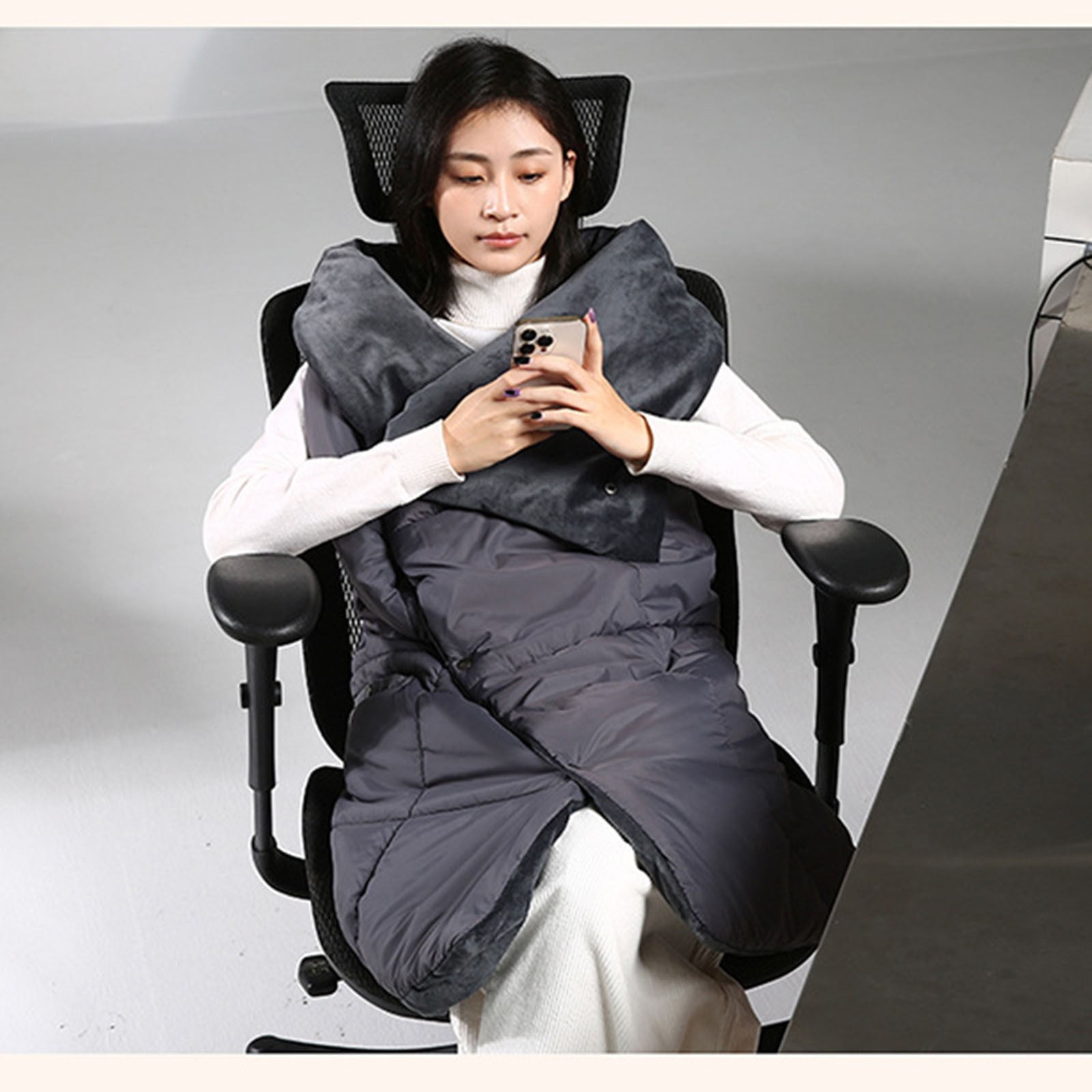 Taqqpue Wearable Heated Blanket Heating Shawl Portable Wireless Cordless Heated Blankets for Outdoors Wearing Cover Dual-purpose Cotton-padded Heating Shawl Warm-up Household Thermal Clothing