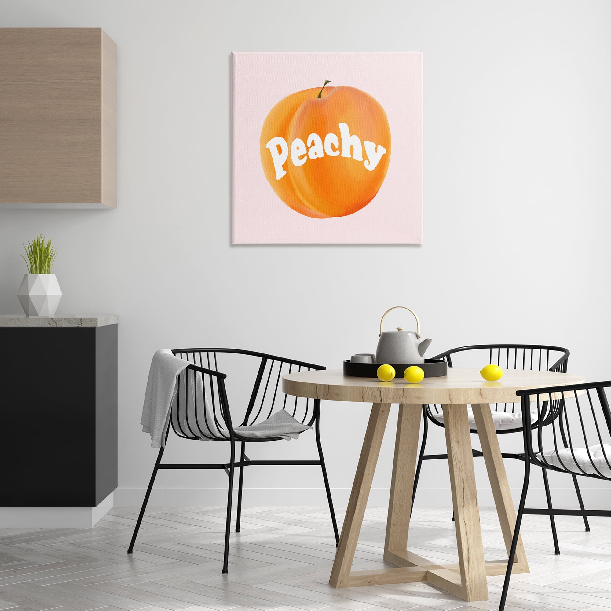 Stupell Industries Peachy Fruit Typography Food & Beverage Painting Wrapped Canvas Art Print Wall Art, 30 x 30