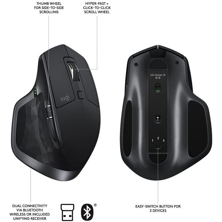 fungere for meget Evolve Logitech MX Master 2S Wireless Mouse with FLOW Cross-Computer Control and  File Sharing for PC and Mac, Graphite (Used) - Walmart.com