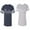 Men Navy / Women Heather, variant on Daddy Mommy Since 2017 Unisex Couple Matching Cotton Jersey style T-Shirt Contrasting stripes on sleeves (Men Navy / Women Black) (Men S / Women S)