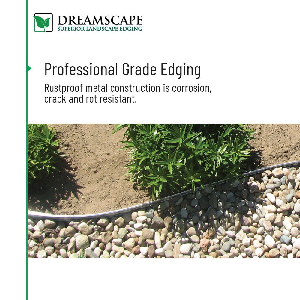Dreamscape E-Z Edge 72ft Aluminum Landscape Edging Border Kit, Brown, 12 Pack 6ft Metal Lawn and Garden Divider Strips