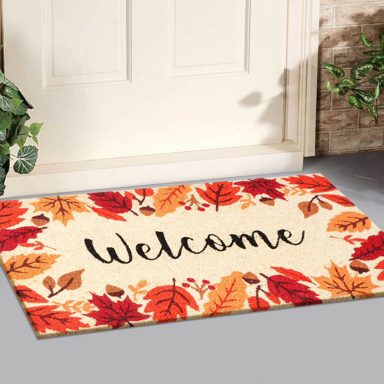 A1HC Natural Coco Coir Doormat, Autumn Maple Leaves, 18"x30", Durable Outdoor Welcome Mat, Non-Slip, Easy to Clean, Pet Friendly