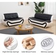 thumbnail image 3 of Caberryne Leather Sectional Couch for Living Room Furniture Sets, Leather Sofa and Loveseat Set with Button Tufted Design for Living Room/Office/Bedroom/Apartment(Black and White), 3 of 5