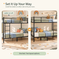 thumbnail image 4 of Ktaxon Twin Over Twin Metal Bunk Bed with Ladder, 13-Inch Guardrails, No Box Spring Needed, Space-Saving, Black, 4 of 10