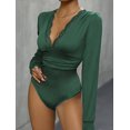 thumbnail image 3 of Women Deep V Neck Bodysuit Elegant Long Sleeves Bodycon Romper Lace Patchwork Solid Color Slim Fit Jumpsuits, 3 of 7