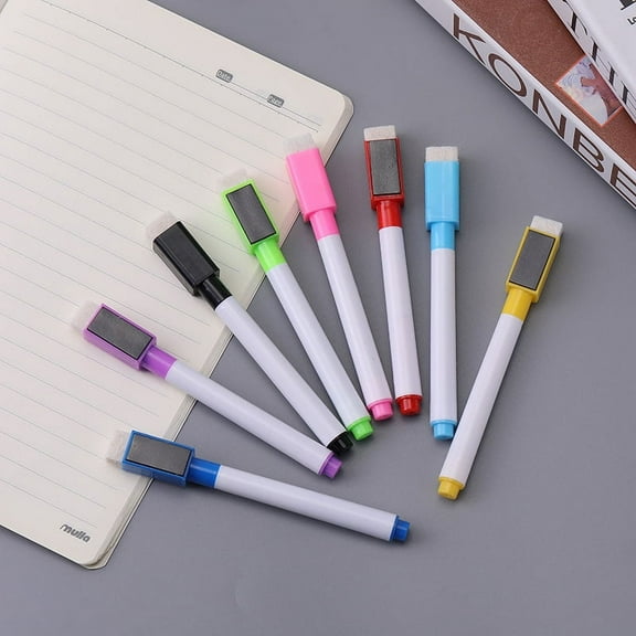 8pcs Wet Erase Colored Chalk Pen with Board Eraser,Non-Toxic Liquid Ink Marker,Magnetic Marker for Blackboard,Whiteboard