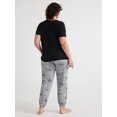 thumbnail image 5 of Joyspun Women’s Short Sleeve Tee and Joggers Pajama Set, 2-Piece, Sizes S to 3X, 5 of 6