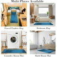 thumbnail image 6 of 2 Pieces Kitchen Rugs, Abstract Anti Fatigue Non Slip Foam Cushioned Teal Blue Art Modern Graffiti Comfort Indoor Floor Mat Runner Rug Set for Laundry Office Sink Bathroom (17"x48"+17"x24"), 6 of 6