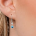 thumbnail image 3 of Gem Stone King 14K White Gold Swiss Blue Topaz and Lab Grown Diamond Earrings for Women | 0.84 Cttw | Gemstone November Birthstone | Round 4MM, 3 of 6