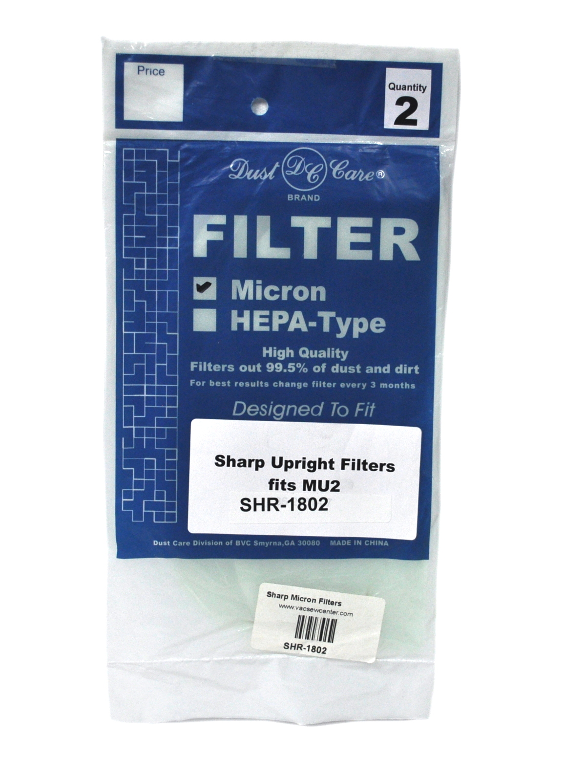Sharp MU2 Upright vacuum Cleaner Micron Filter