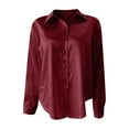thumbnail image 5 of Comdrip Satin Button Down Shirts for Women, Satin Blouses for Women Button Down Shirts Long Sleeve Tops Button Up Shirt Women Wine 2XL, 5 of 6