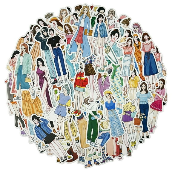 Wrapables Fashion Women People Vinyl Stickers for Scrapbooking, Journaling, Water Bottles, 100pcs, Fashion Girls