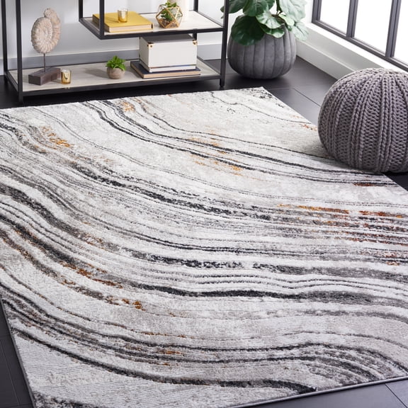 Safavieh Meadow Savannah Abstract Area Rug, Light Gray/Black, 5'3" x 7'6"