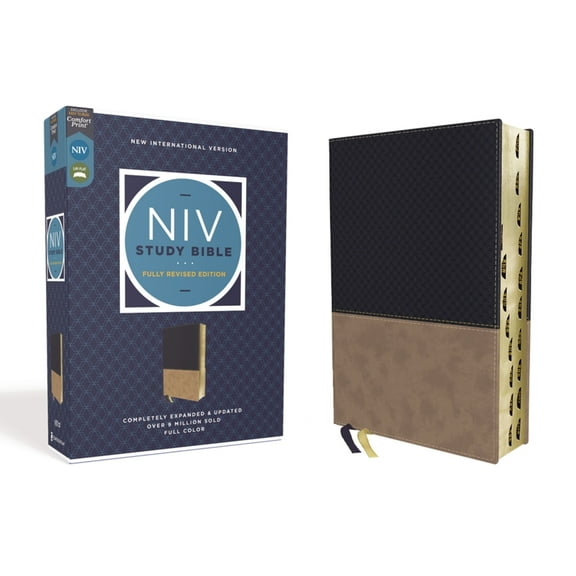 NIV Study Bible, Fully Revised Edition NIV Study Bible, Fully Revised Edition, Leathersoft, Navy/Tan, Red Letter, Thumb Indexed, Comfort Print, (Hardcover)