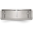 thumbnail image 5 of Chisel Stainless Steel Brushed and Polished Cross 8.2mm Ridged Edge Band - Ring Size 8.0, 5 of 8