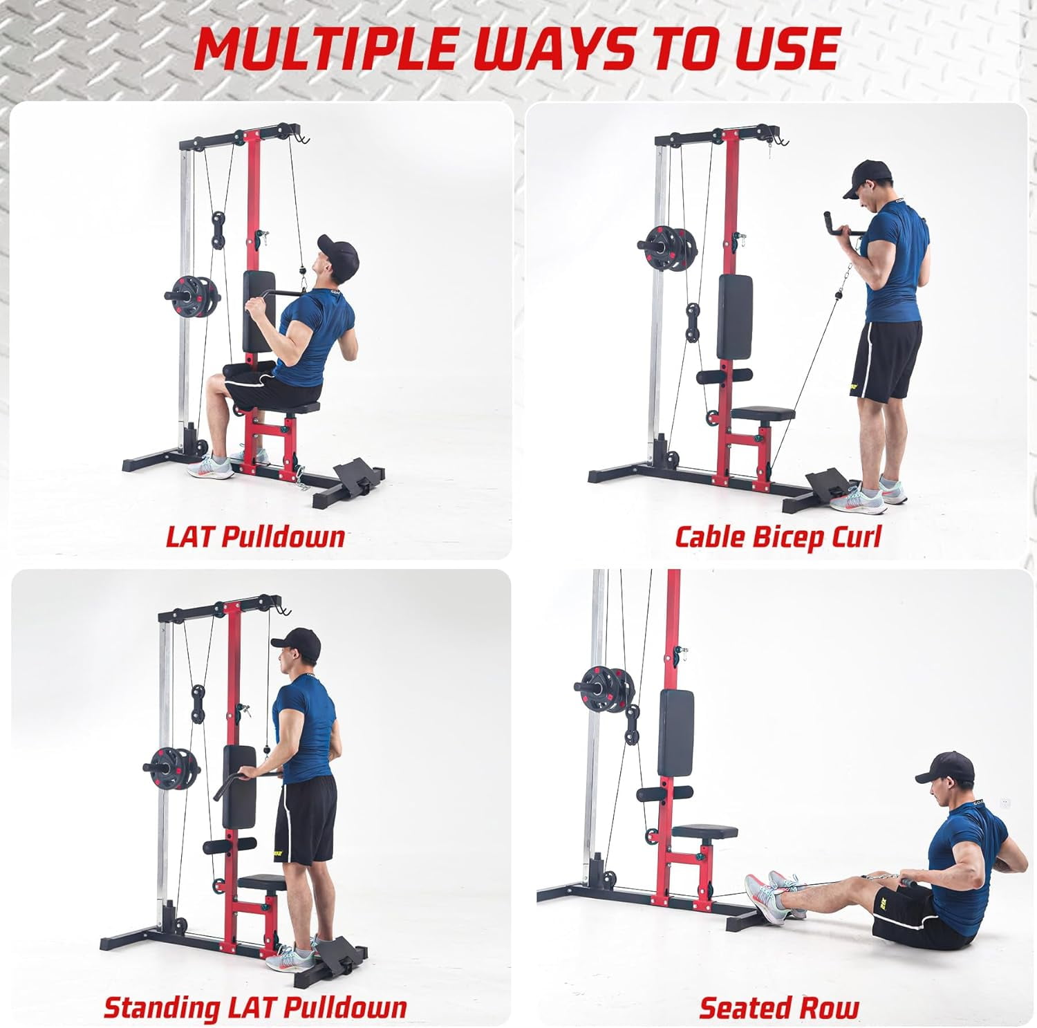 LAT Pull Down Machines,LAT Row Cable Machine,LAT Tower with Leg Support,High & Low Pulley Stations,Heavy Duty Back Workout Machine for Home Gym Body Training