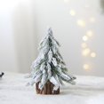 thumbnail image 2 of 7.8" Desktop Snowy Pine Tree with Wood Base, Small Snow Flocked Christmas Tree for Table Desk Decor, Mini Xmas Tree for Home Office Bedroom Kitchen Holiday Party Decoration, 2 of 7