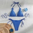 thumbnail image 3 of 2 Piece Swimsuit for Women Gingham Bikini Set Triangle Bow Front Womens Bathing Suits High Waist, 3 of 7