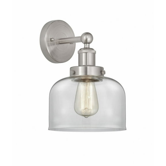 616-1W-SN-G72 Innovations Lighting Bell - 1 Light Wall Sconce In Industrial Style-10 Inches Tall and 6.5 Inches Wide-Brushed Satin Nickel Finish-Clear