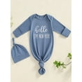 thumbnail image 3 of WIBACKER Newborn Baby Knotted Gown Infant Cotton Long Sleeve Sleeper with Mitten Cuffs, Baby Girl and Boy Sleep Gown, 3 of 7