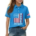 thumbnail image 4 of CCRFTGI Polo Shirts for Kids Girls Size 10-12 Patriotic Shirt We The People Polo Shirts School Uniform Athletic Sport Print Lapel Button Collared Polo Summer Tops Blue 12-13 Years, 4 of 7