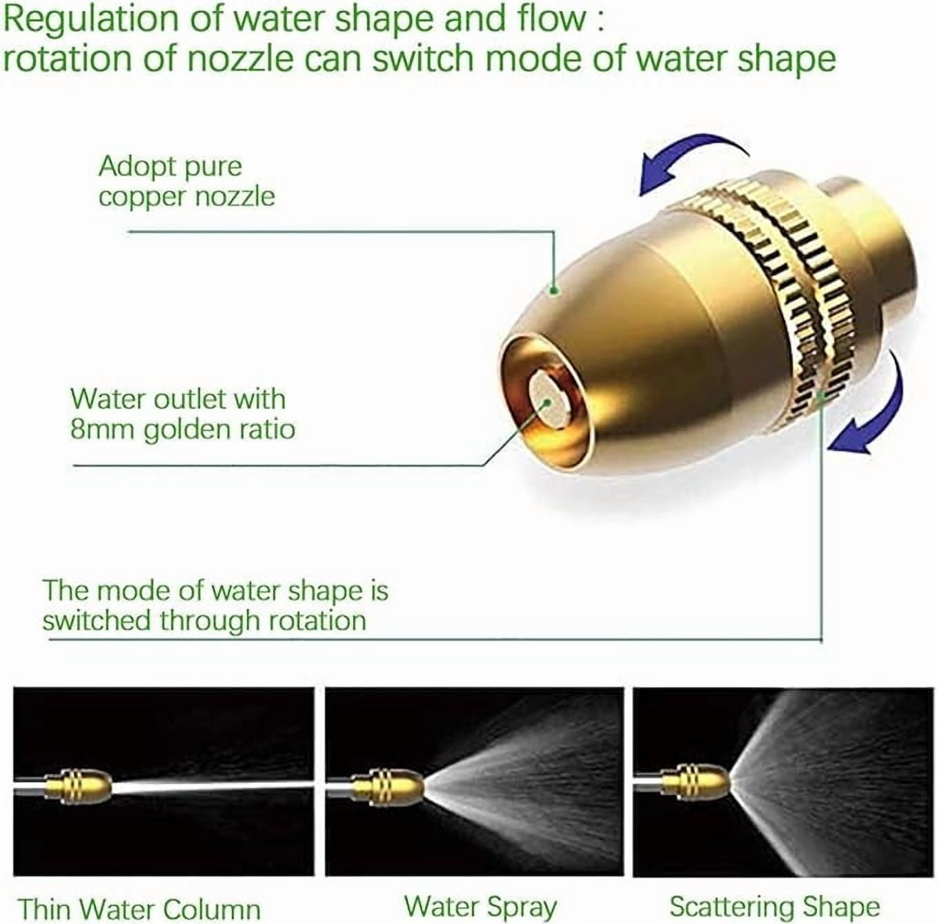 SCNOR Metal High Pressure Garden Hose Nozzle with 4 Adjustable Spray Patterns, Brass Nozzle & Quick Connector for Car Washing, Outdoor Cleaning, Watering Plants