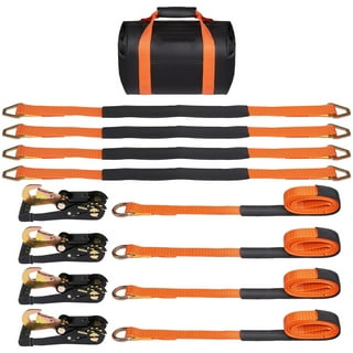 PowerTye Orange Black Fat Strap Motorcycle ATV Tie Downs 4 1.5
