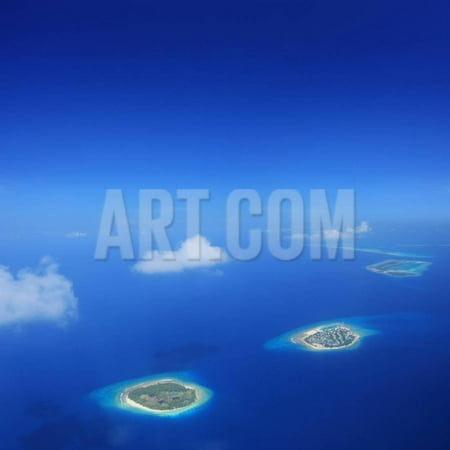 Aerial View of Maldives Islands in Indian Ocean, Shot with a Tilt and Shift Lens Print Wall Art By Ljupco