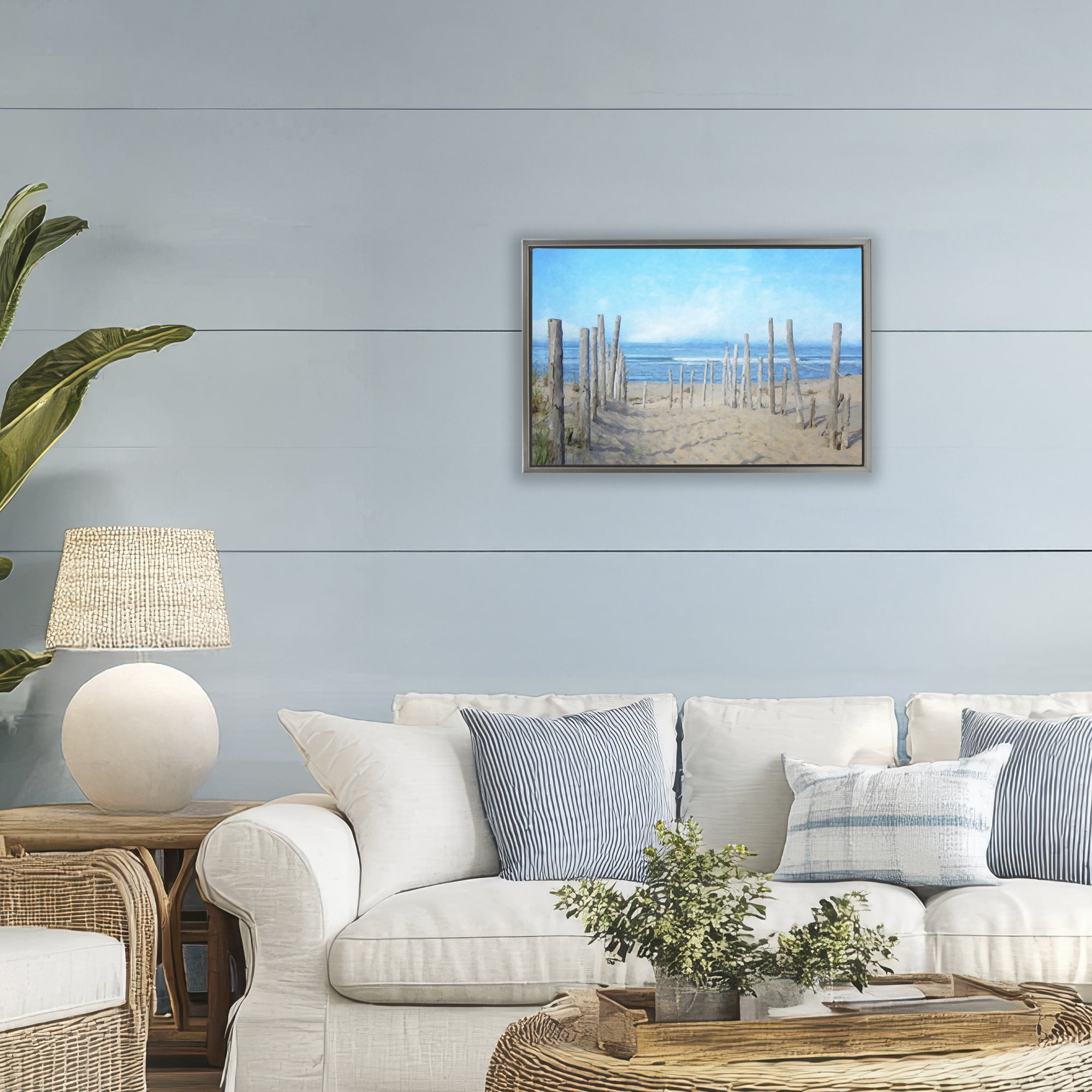 Stupell Industries National Seashore Vista Gray Framed Floater Canvas Wall Art, design by Grotto Studios