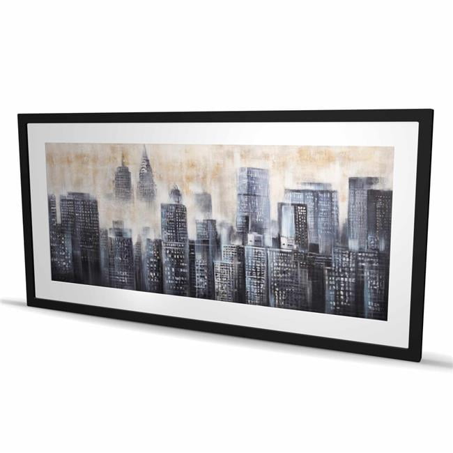 Begin Home Decor C1FM244819YCMC 24 x 48 in. Buildings Through the Clouds - Cities Bedroom Framed Print