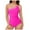 Hot Pink, variant on Linfrsh Womens One Piece Swimsuits One Shoulder Bathing Suits Tummy Control Modest Full Coverage Key Hole Beach Vacation Clothes Swimwear Blue,2XL