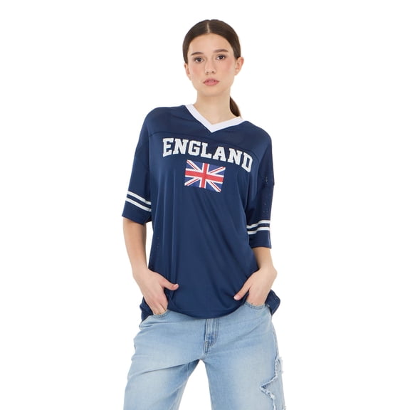 Forever 21 Women's Mesh Oversized England Soccer Jersey Tee, Sizes XXS-XXL