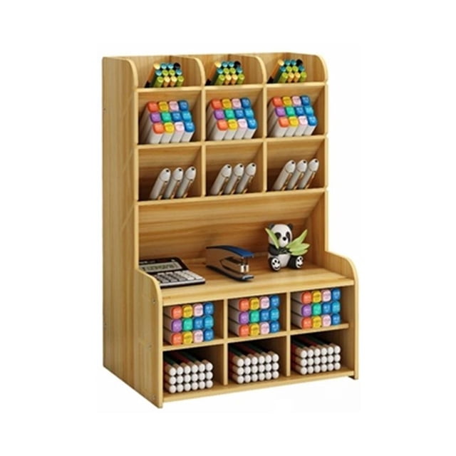 Caja De Almacenamiento De Madera Para Escritorio De Oficina, Soporte Multifuncional Para Bolígrafo Diy, Estante De Almacenamiento, Suministros De Oficina, Práctico Hogar Eigraketly HA023819-00