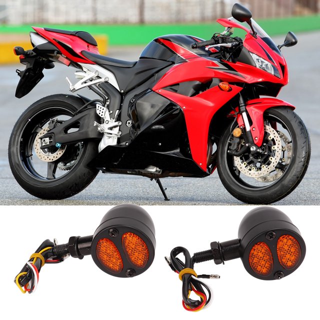 Indicator Blinker, 1 Pair Motorcycle Turn Signal Light High Brightness LED Multifunction 12V For Motorbike Black
