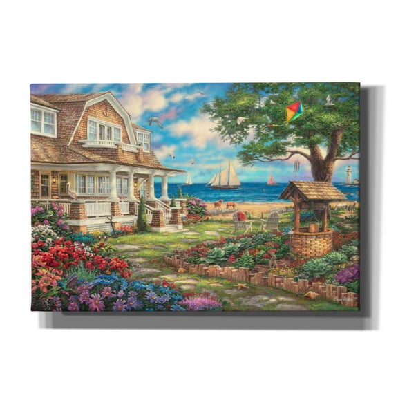 Epic Graffiti 'Sea Garden Cottage' by Chuck Pinson, Canvas Wall Art, 26"x18"