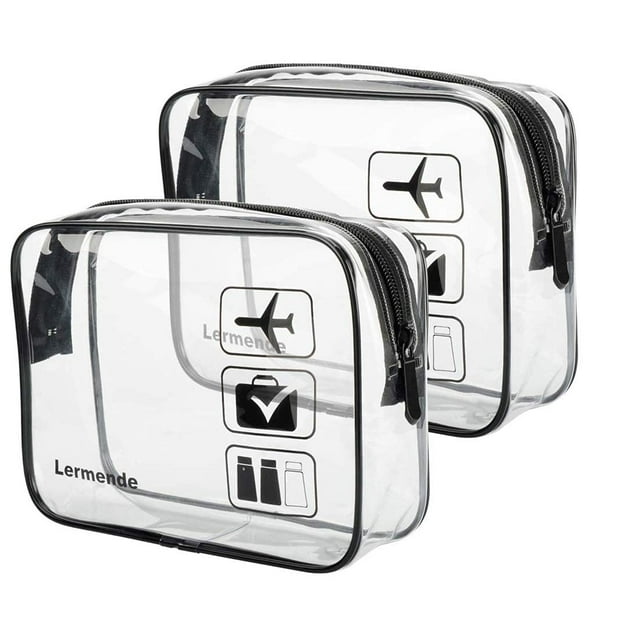 Lermende 2 PCS Bolsa de Aseo Aprobada por la TSA Bolsa de Aseo Transparente para Viajar, Bolsa de Aseo para Viajes en el Aeropuerto Bolsa de Aseo para Llevar en Bolsa TSA Bolsa Transparente Bolsa de A