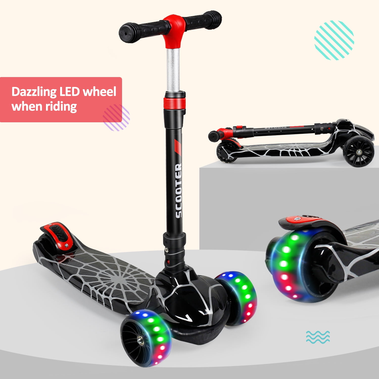Kids Stunt Scooter Kick Push Scooter 122mm Wheel Foldable Adjustable Gifts 50 kg 