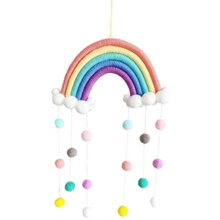 Jlong Rainbow Tapestry Clouds, Hand-Woven 5 Strands Hanging Decoration with Colorful  Pom-Pom Balls Wall Hanging Photo Prop Rainbow Macrame Wall Ornaments for  Kids Room Nursery Room Decor 