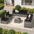 thumbnail image 6 of Sunmthink 10-Piece Wicker Patio Furniture Sets, Outdoor Conversation Set with 4 Inches Thick Cushions and Waterproof Cover, 6 of 9