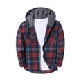 thumbnail image 4 of Tqyyweavej Mens Flannel Hoodie Shirts Lightweight Button Down Plaid Hoodies Drawstring Hooded Long Sleeve Jackets for Men with Pockets, 4 of 5